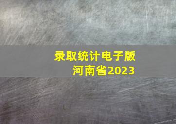 录取统计电子版 河南省2023